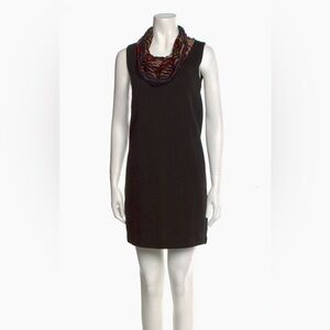 M by Missoni Black Mini Dress with Multicolor Cowl Neck
